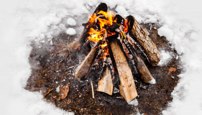 vecteezy campfire burns in the snow in the woods campfire burning 4801481
