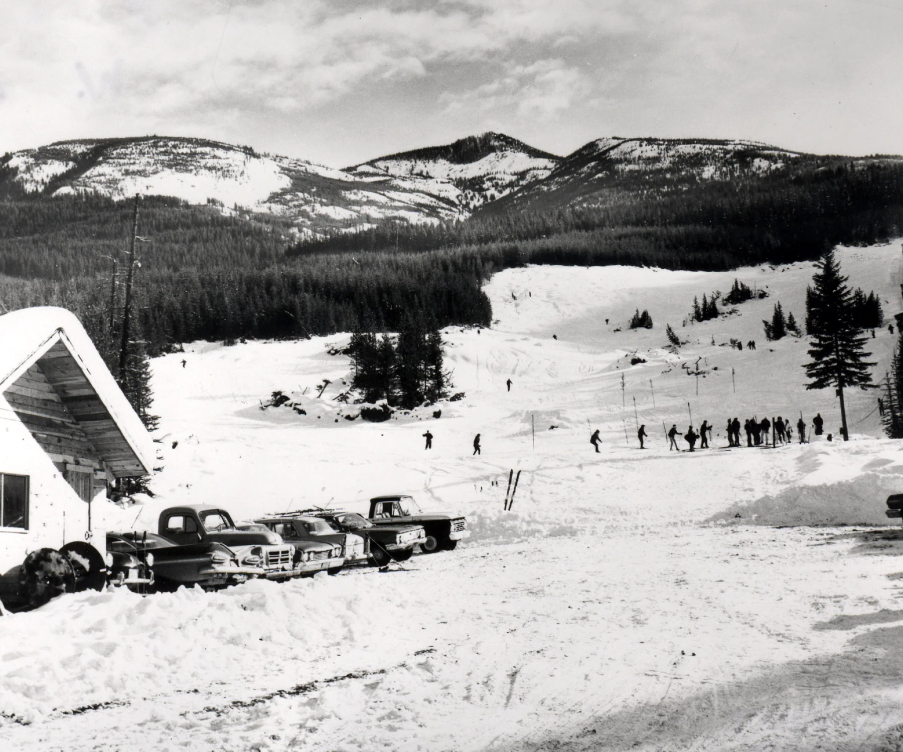 1963.64ski hill with cars